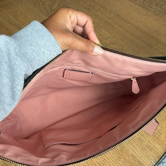 Coach Signature Gallery Tote Brown with Pink Handles - Picture 7 of 12